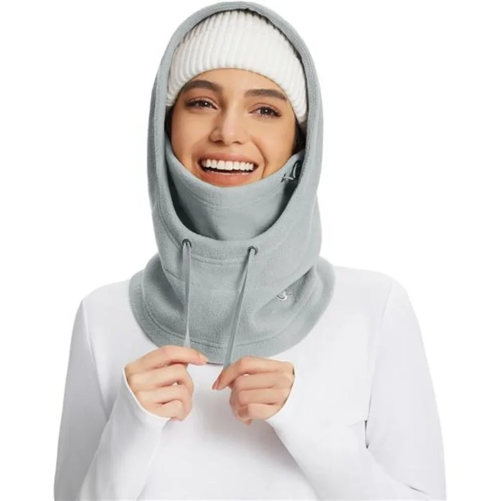 Unisex Fleece Balaclava Face Mask Thermal Ski Mask Face Cover with Hood Scarf